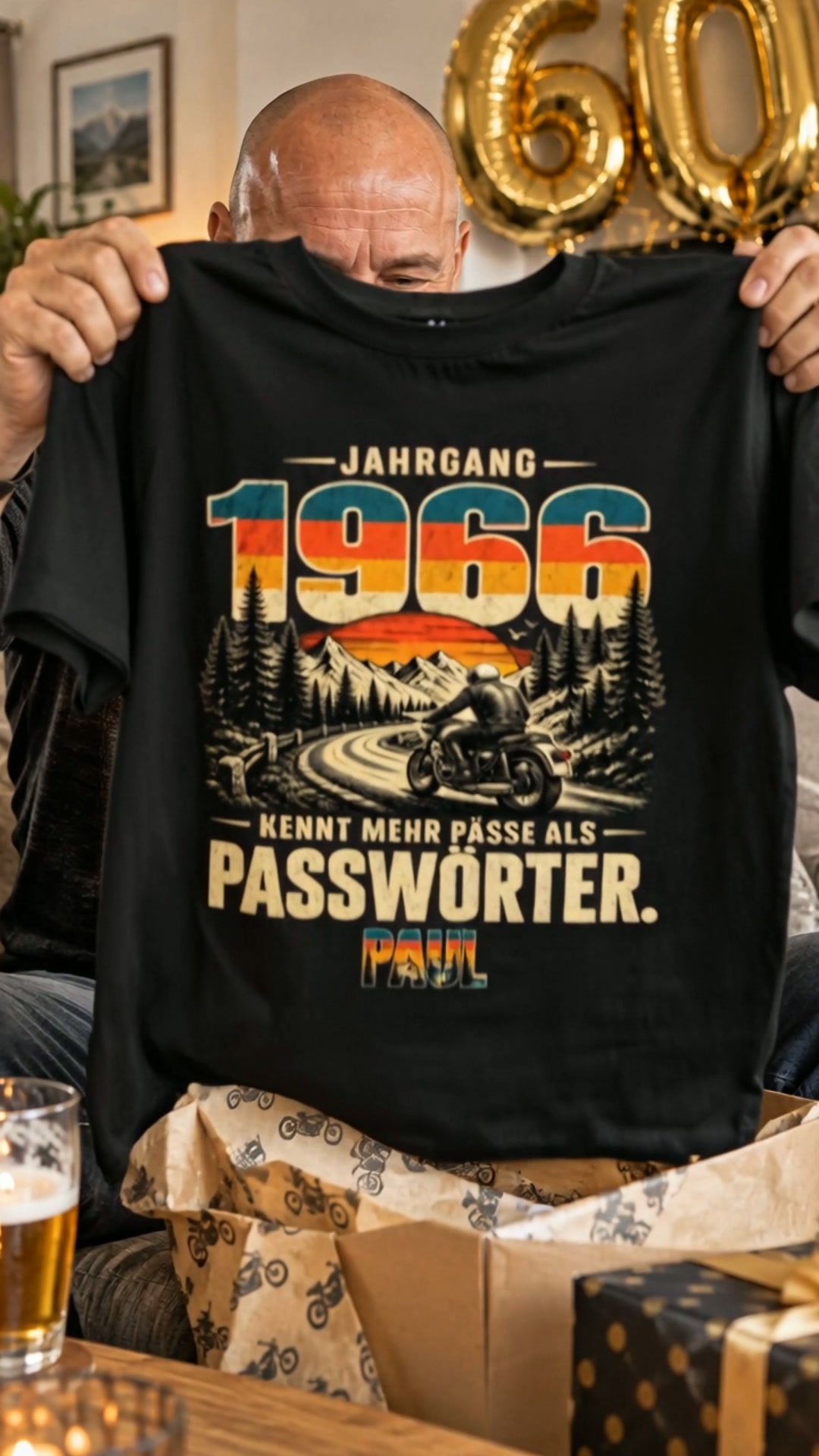 Personalisiertes Oldtimer-T-Shirt – 60. Geburtstag, Jahrgang 1966