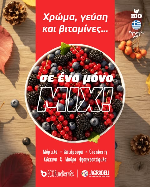 Κατεψυγμένα Berries Mix #3 - Μύρτιλα, Βατόμουρα, Cranberry, Κόκκινα και Μαύρα Φραγκοστάφυλα - 900 γρ.