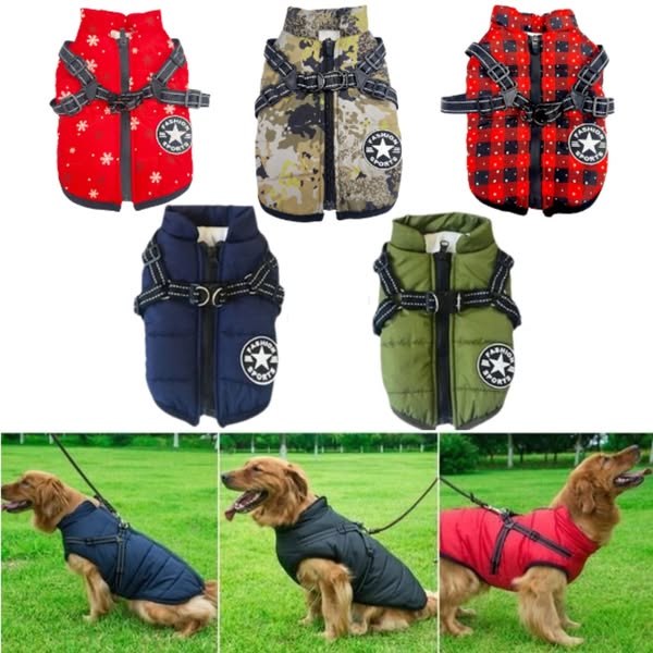 Pawbibi - Waterproof Winter Jacket with Built-in Harness