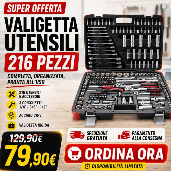 Ordina ora la tua Valigetta Utensili 216 Pezzi