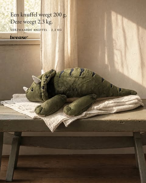 Een knuffel weegt 200 g. Deze weegt 2,3 kg.