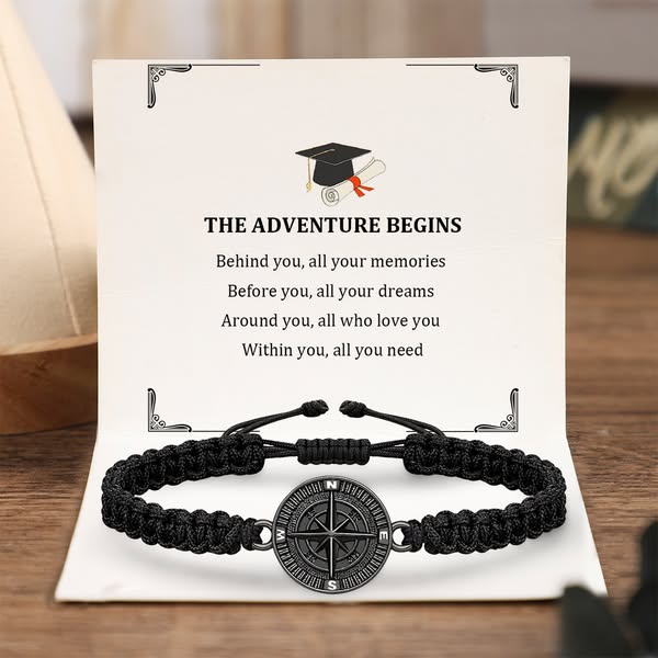 The Adventure Begins Compass Bracelet - 5th Grade to College Gift with Card