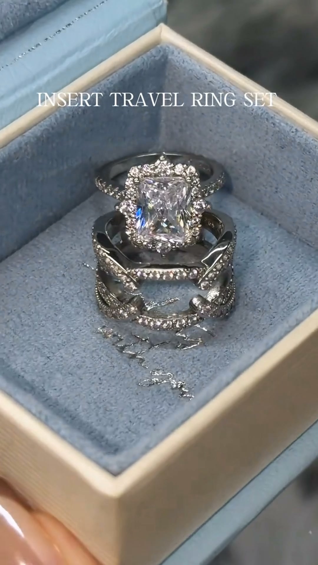 Glam Rectangular Stone Stackable Ring Set