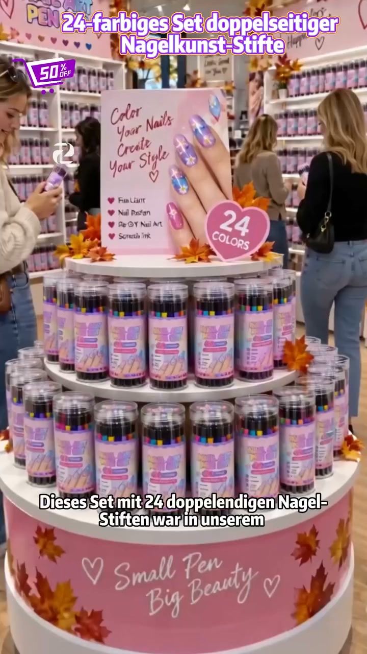 Letzter Tag Verkauf €14.99!!24-Farben Nagel-Art-Stifte Set – Zwei Spitzen, endlose Kreativität! Präzise Linien, schnelles Trockn