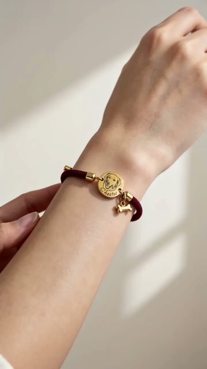 Personalized Gold Plated Pet Portrait Bracelet