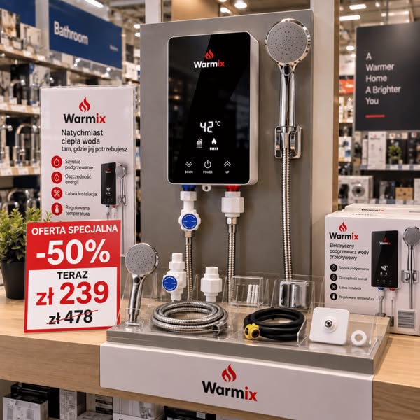 CIEPŁA WODA W KILKA SEKUND — PROMOCJA -50%