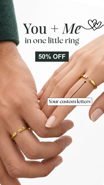 Adjustable Double Initial Ring "Whisper"