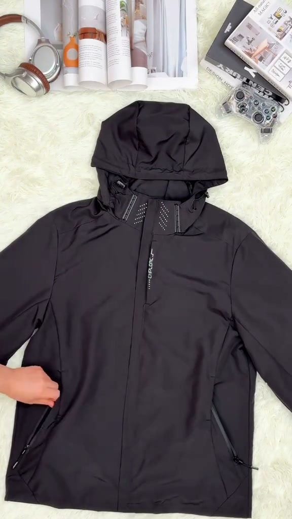 Men's Waterproof Lightweight Rain Jacket with Removable Hood
