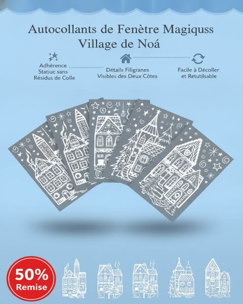 Autocollants de fenêtre Village de Noël