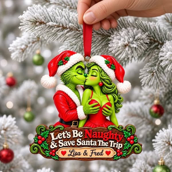 Mischievous Couple Christmas Ornament - Personalized Gifts For Couple - Draconer