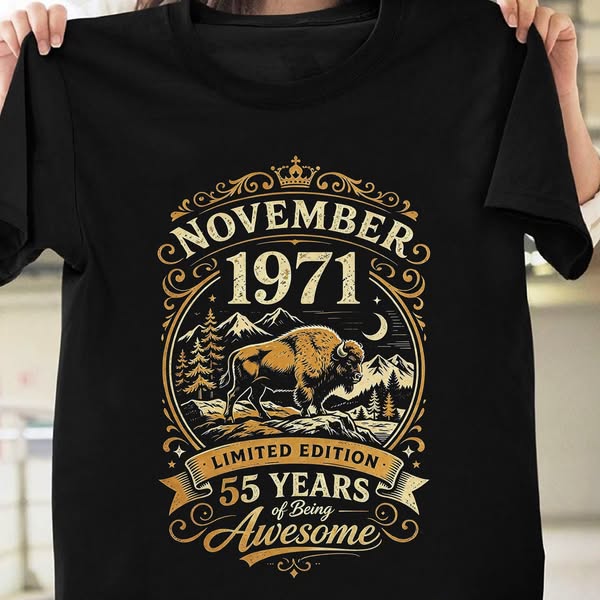 November 1971 55th Birthday Bison Shirt - Limited Edition Birthday Gift