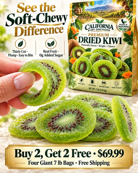 California-Grown Dried Green Kiwi — A Bright, Chewy Fruit Snack for Active Living