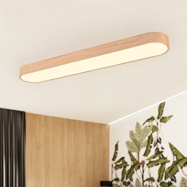 Ovale LED-Deckenleuchte in Holzoptik | Energiesparend