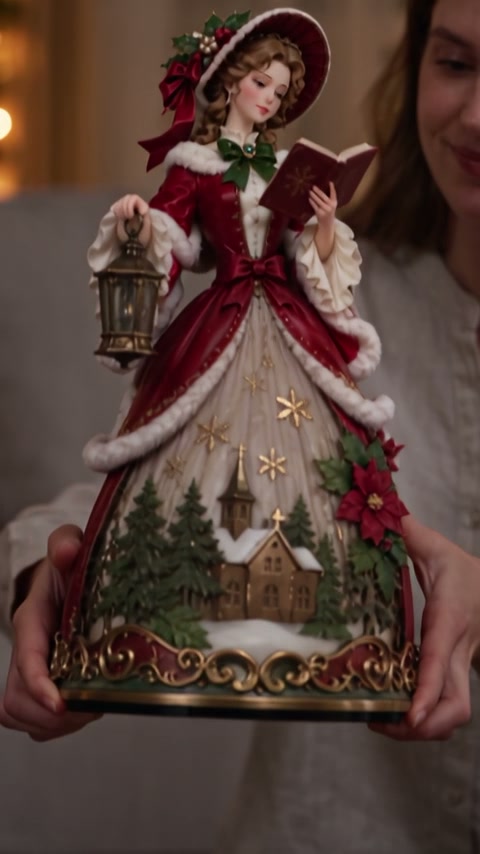 Christmas Caroler Lady Light Figurine