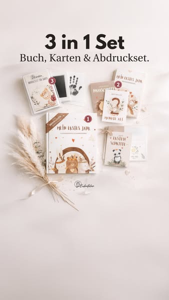 3-in-1 Bestseller Set (Babyalbum + Meilensteinkarten + Abdruck)