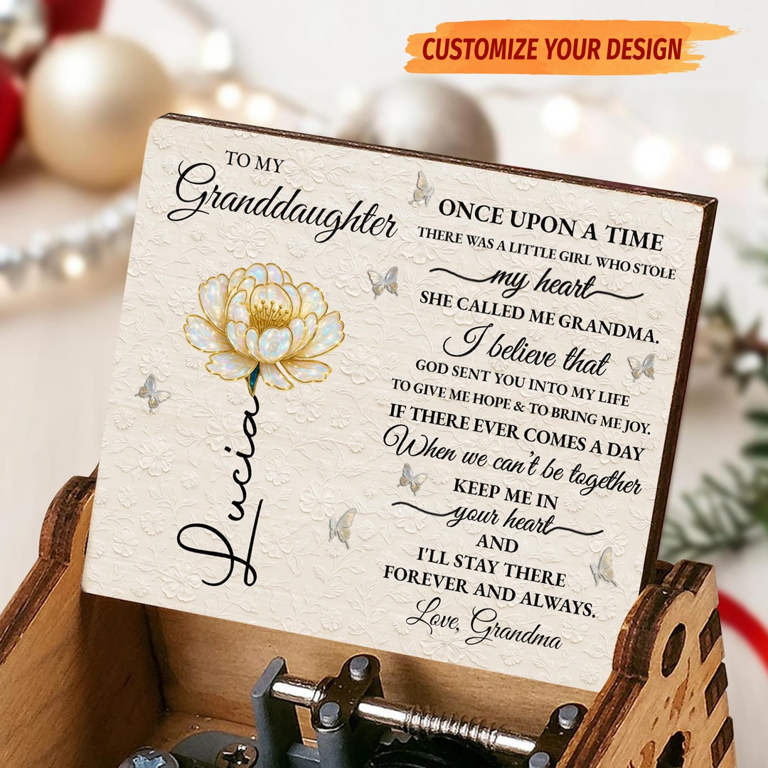 To My Beloved Granddaughter - Customizable Music Box with Month-Specific Flowers!