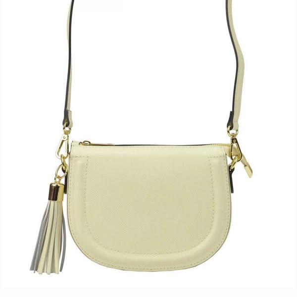 PLN119 Torebka Skórzana Patrizia 417-004 Kremowa Listonoszka Crossbody Ze Skóry Naturalnej Z Złotymi Okuci