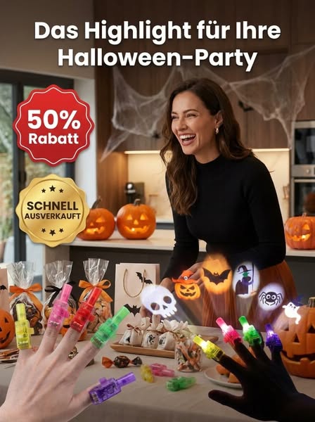 LED-Projektionsfingerlichter im Halloween-Motiv