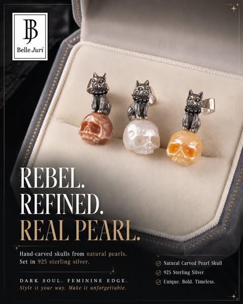 Carved Pearl Skull Jewelry