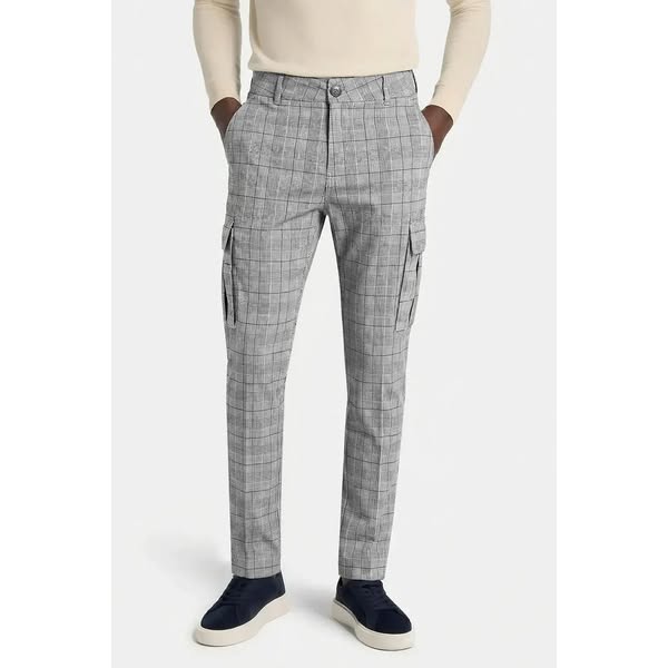 Mens Grey Stretch Skinny Pant - Pocket