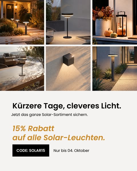 15% auf alle Solar-Leuchten