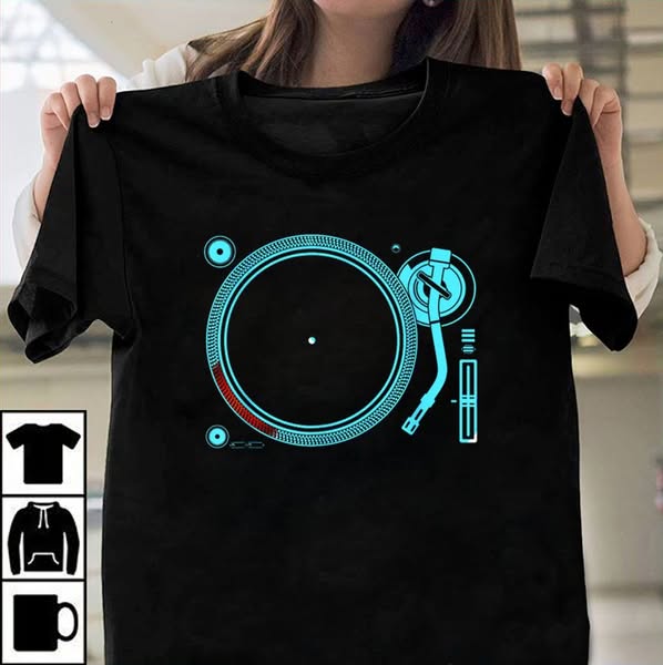 Cool Turntable DJ Vinyl 80s Radio Music Art Vintage