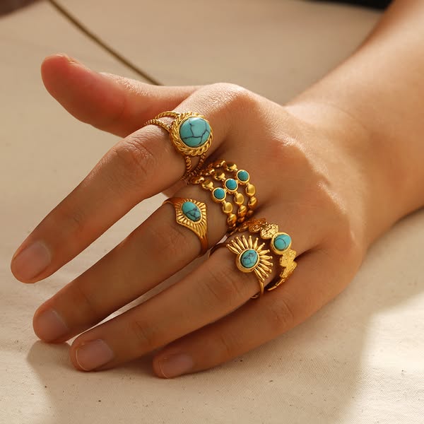 PACK 5 Anillos Turquesa