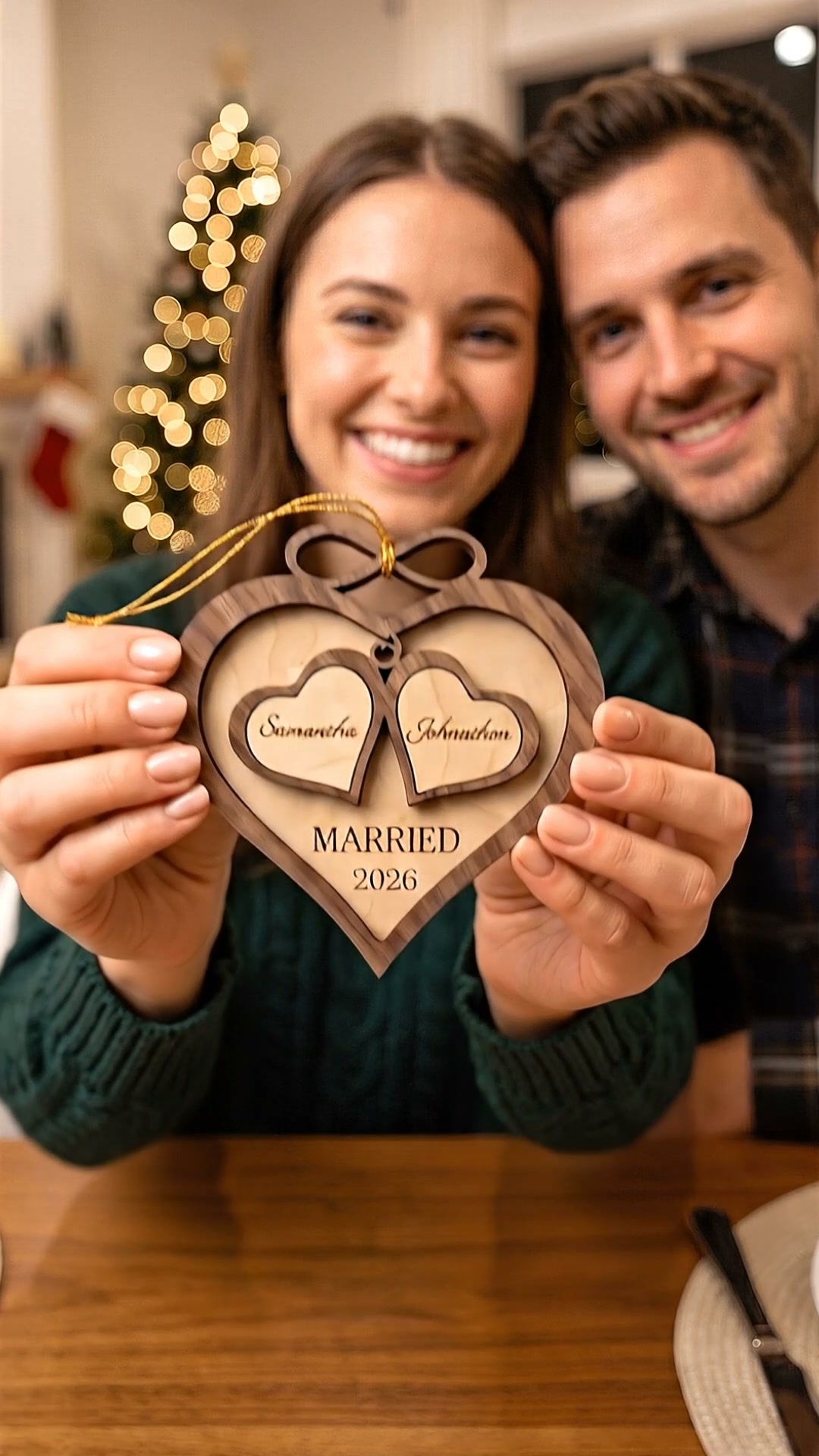 Our First Christmas Engaged Married Ornament