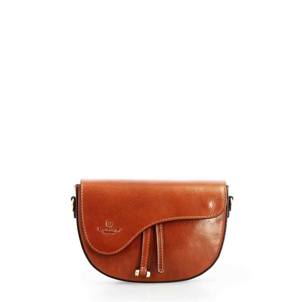 Borsa a tracolla Lena artigianale da donna in pelle marrone numero