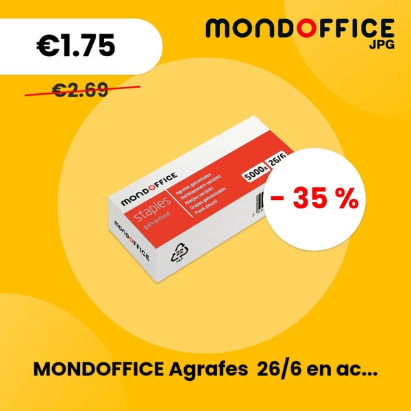 MONDOFFICE Agrafes 26/6 en acier