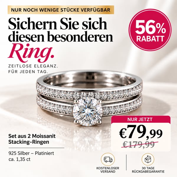 2 Moissanit-Ringe. 1 zeitloses Set.