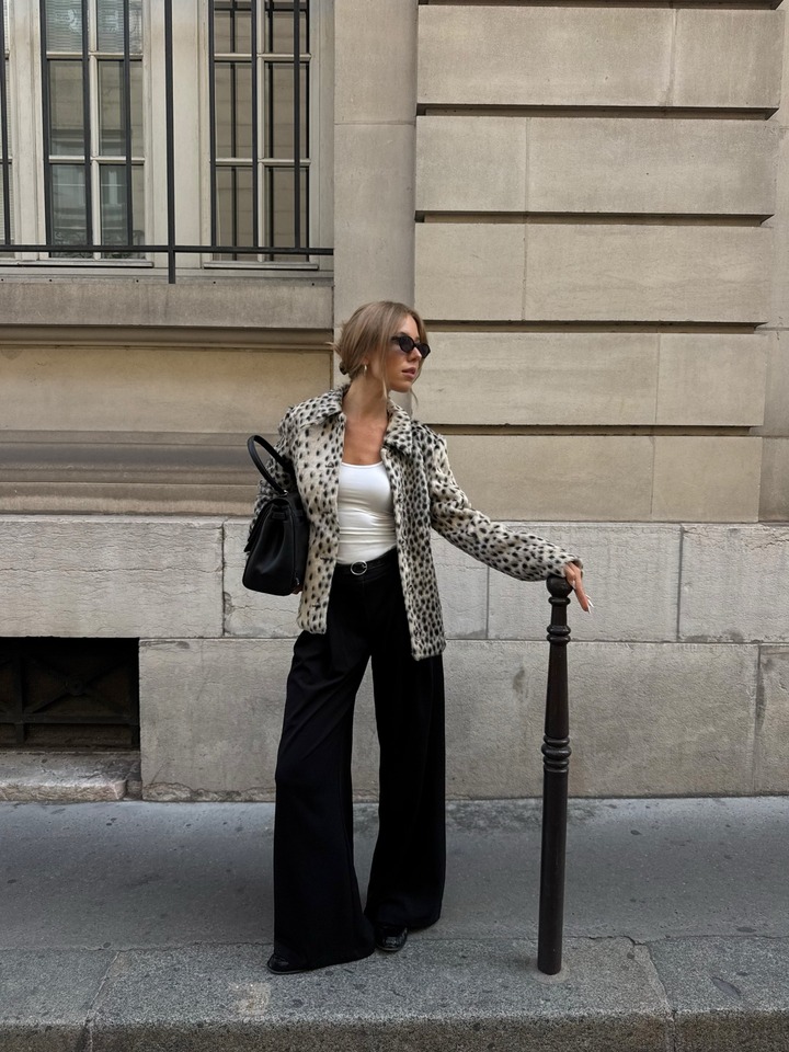 Ferryhill Faux Fur Bambi Jacket — Snow Leopard