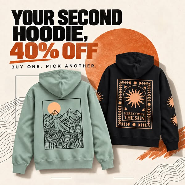 Buy 1 Hoodie, Get 2nd 40% Off