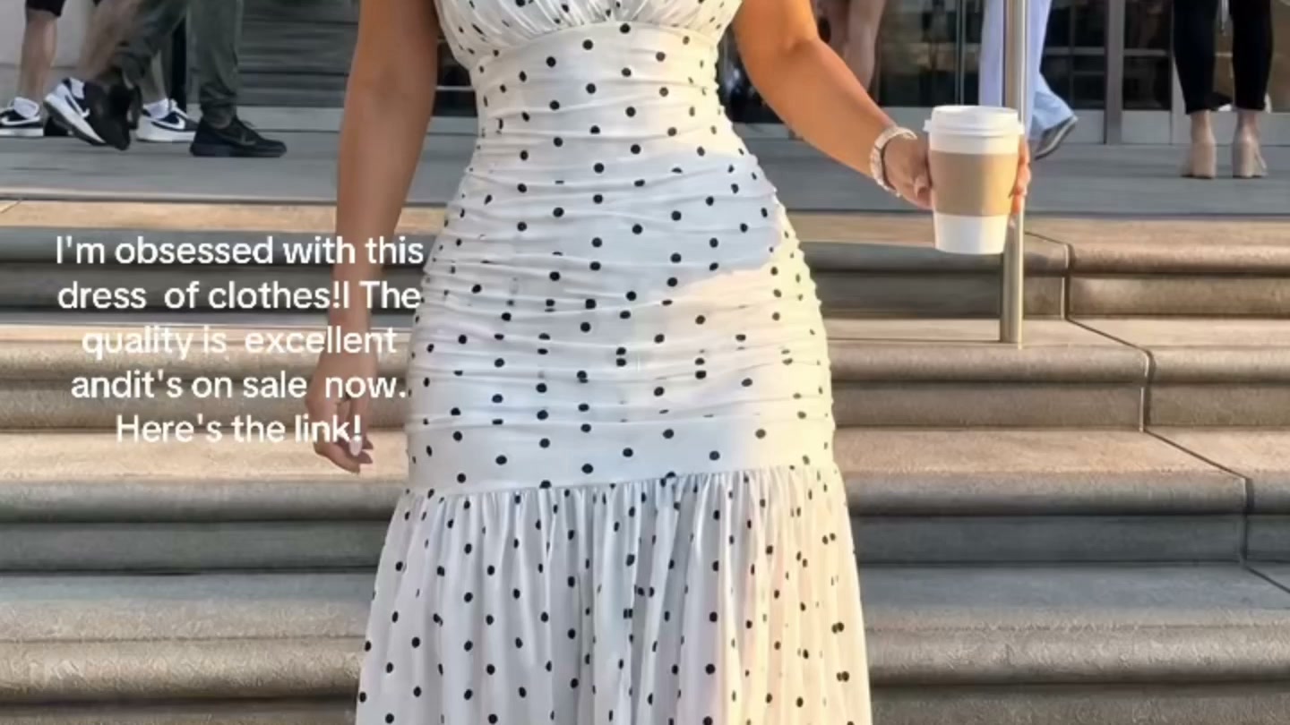 Polka Dot Ruched Maxi Dress — 50% OFF