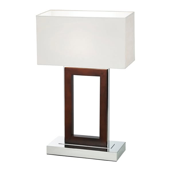 Endon 0195-DW Portal 1lt Table Dark wood & cream fabric 60W E27 GLS (Required)