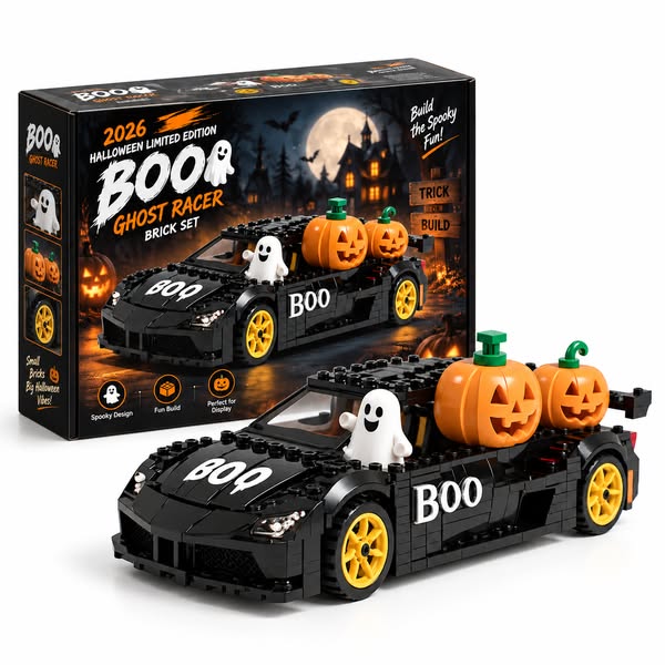 2026 Halloween Limited Edition "BOO" Ghost Racer Brick Set
