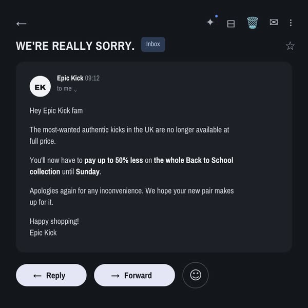 We're Really Sorry. Up To 50% Off