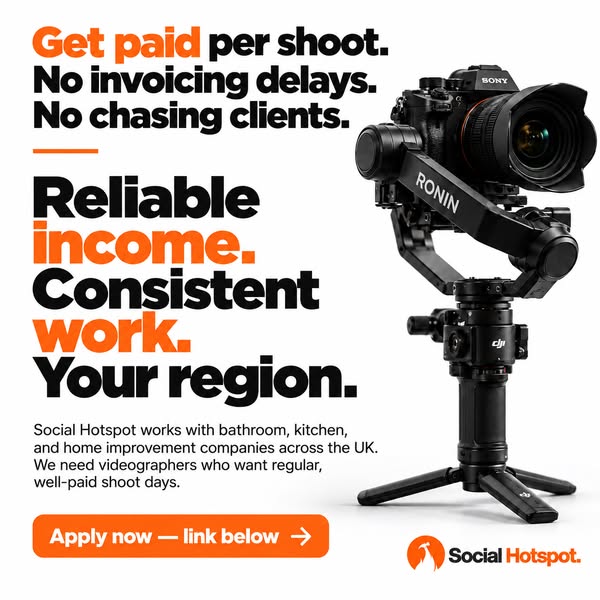 Freelance videographer? We'll fill your calendar with consistent, paid shoot days.