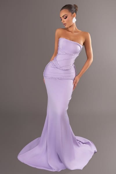 Mermaid Lilac Strapless Braiding Chic Prom Dress | ZT0760 Red-US14W