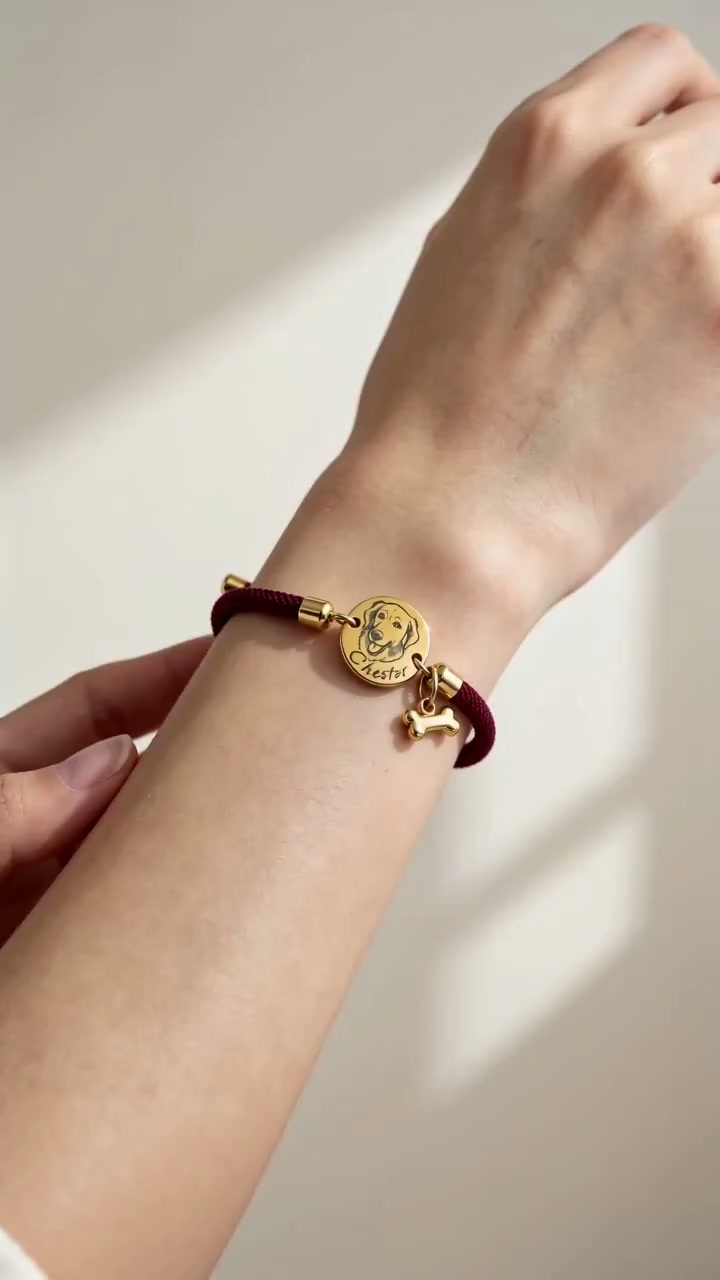 Personalized Gold Plated Pet Portrait Bracelet