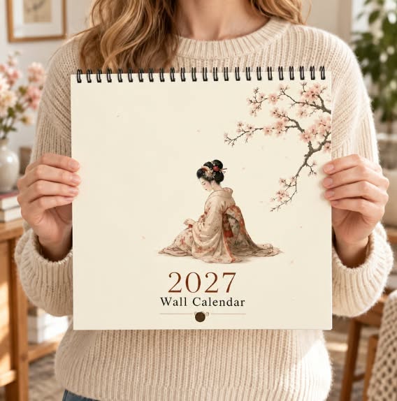 2027 Japanese Geisha Sakura Wall Calendar
