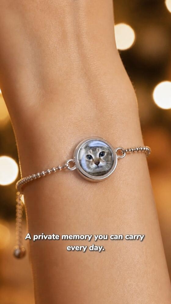 Personalized Heat-Activated Hidden Photo Adjustable Bracelet with Engraved Text