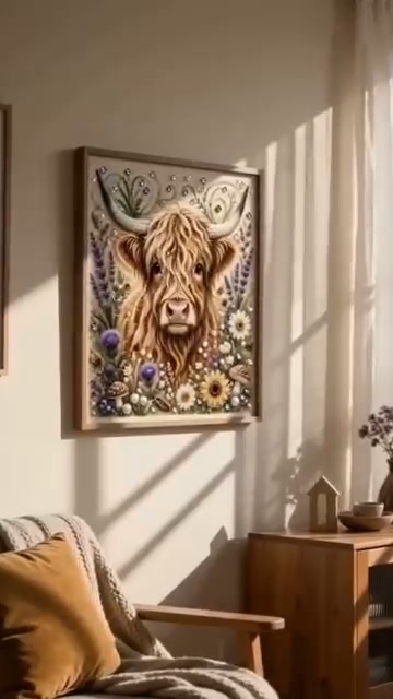 Last Day 49% OFF - Highland Cow Pearl Art DIY Kit – Relaxing DIY Craft to Create Stunning Coastal Artwork