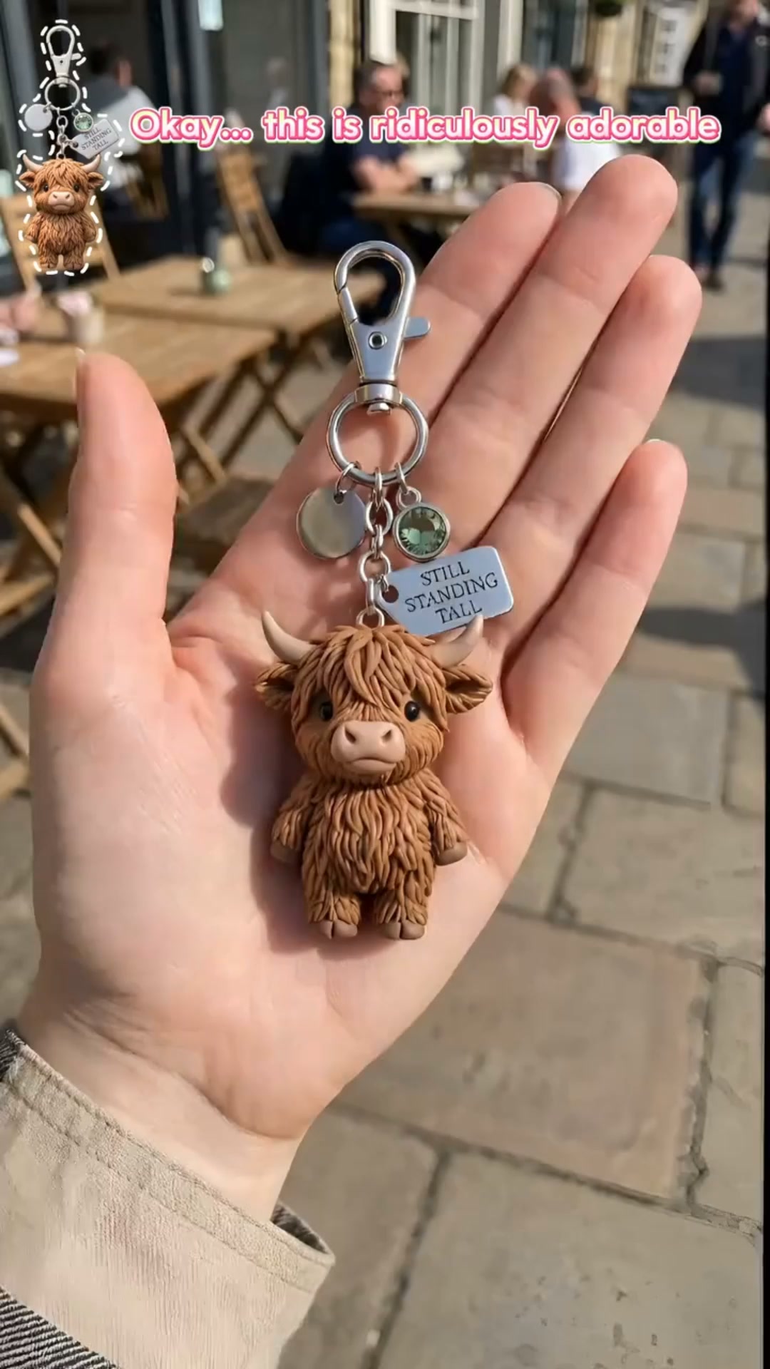 A Little Highland Cow Resin Keychain