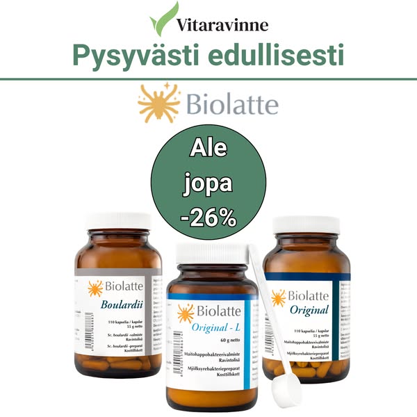 Biolatte tuotteet pysyvästi edullisesti!