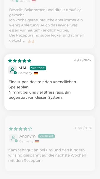 Nie wieder die Frage: "Was koche ich morgen?"