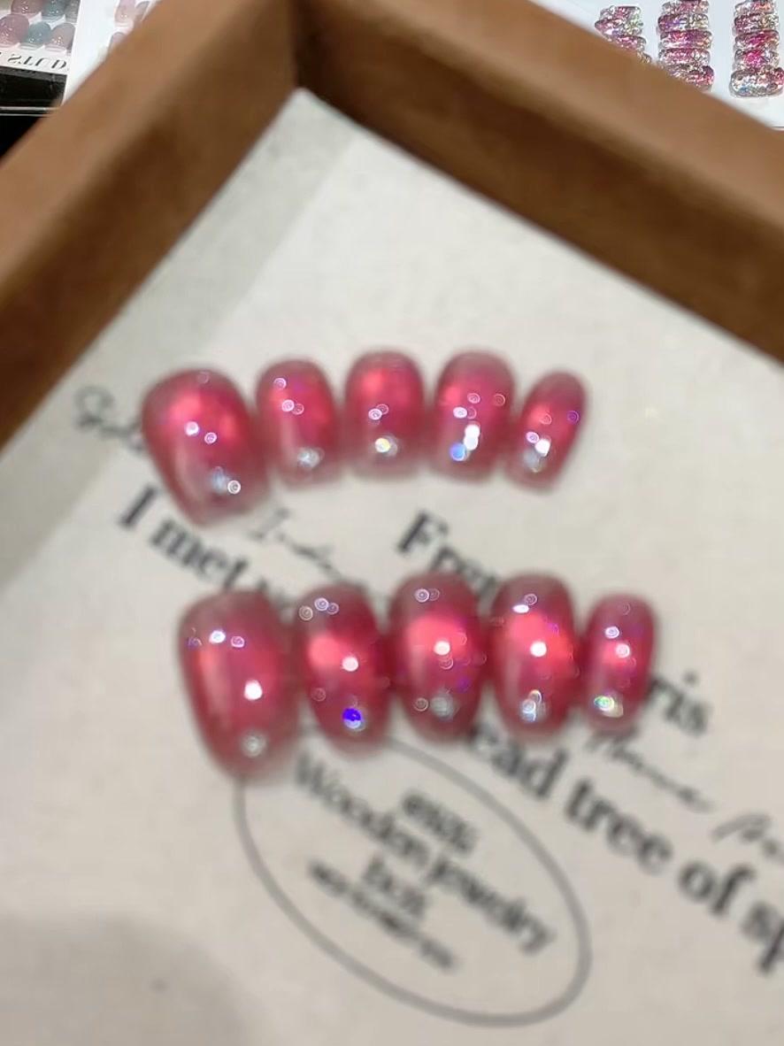 Rose Velvet Cat Eye Nails | $25