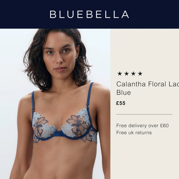 Calantha Floral Lace Bra Blue