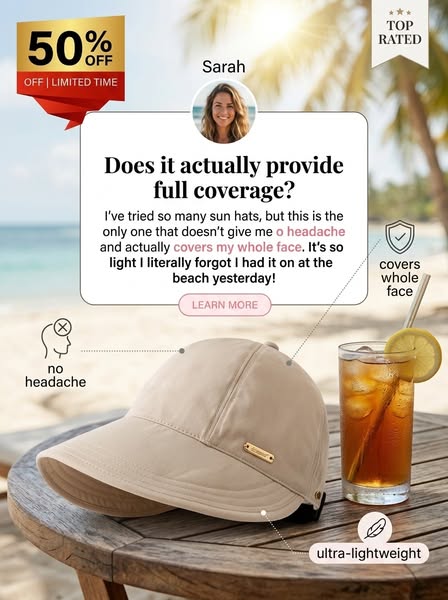 Women's Wide Brim Sun Visor Hat