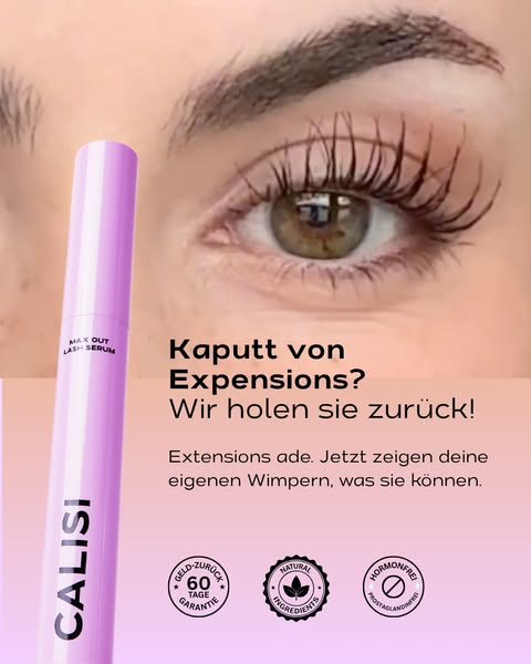 "0% Hormone. 100% Wimpern."